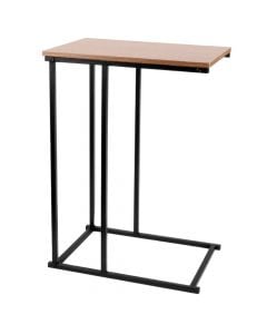 Tavolinë anësore, strukturë metalike, syprinë mdf, e zezë/natyrale, 40x26xH58 cm