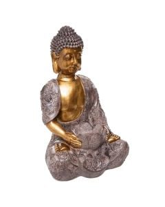 Decorative statue, Buddha, with candle holder, polyresine, brown, 23x19xH37 cm