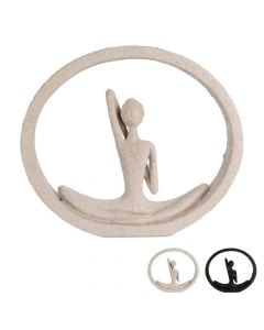 Objekt dekorues,Yoga Lady Ring, poliston, e bardhë/e zezë, 22.5x4.5xH19.5 cm