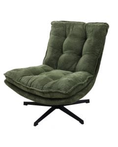 Leisure chair, Swanford, textile upholstery, metal structure, green