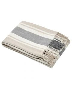 Plaid, Connor, cotton, grey/brown/beige, 125x150 cm