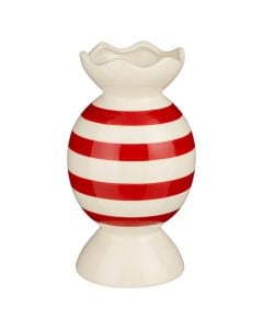 Decorative vase, Candy, ceramic, white/red, Ø13.5xH20 cm