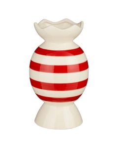 Decorative vase, Candy, ceramic, white/red, Ø14xH25 cm