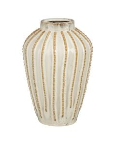 Decorative vase, Cathy, ceramic, white/golden, Ø20xH29 cm