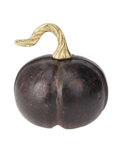 Decorative object, Pumpkin, mango wood, dark brown, Ø11 cm