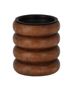 Candle holder, mango wood, brown, Ø10xH11.2 cm