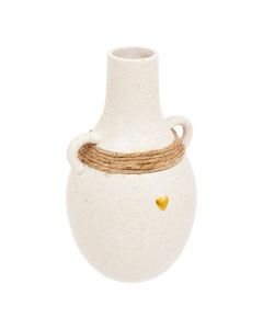 Decorative vase, Floral, ceramic, beige, Ø14xH22 cm