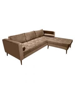 Corner sofa, Capriss, right, textile upholstery, brown, (235x197)x100xH70 cm