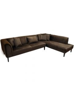 Corner Sofa, Pierro, right, textile upholstery, dark brown, (288+202)x89xH73 cm