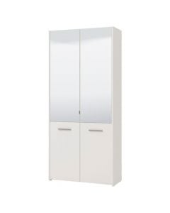 Hall unit, Menorca, melamine/glass, opaque white, 89.5x37.5xH199 cm