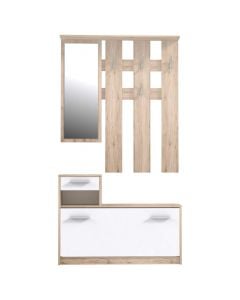 Hall unit, Ormar Vera, melamine, white/sonoma, 100x27.5xH188.4 cm