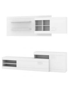 TV stand, melamine, white, 253x42xH180 cm