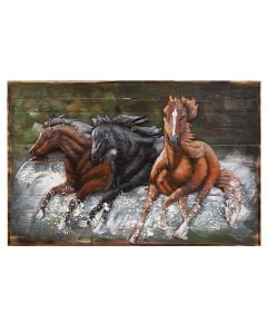 Pikturë,  punim me metal dhe dru, HORSES, 120x80 cm