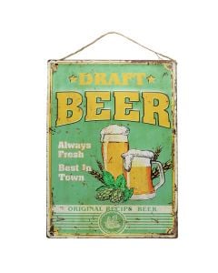 Wall decor, Draft Beer, hanging, metal, green/yellow, 28x40 cm