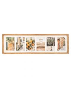 Picture frame, Milea, 6 photos, Mdf/glass, white/brown 21x1.8xH70 cm