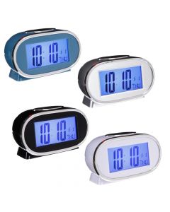 Desk clock, with bell, plastic/Abs, assorted, 11x6.4xH8 cm