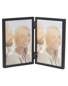 Photo frame, for 2 photos, metal, black, 22.5x16 cm