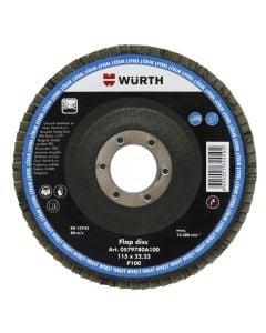 Flap wheel, Wurth, 115x22 mm, Grit 100, scraper