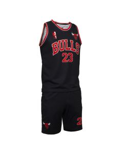 Uniforme basketbolli per femije, 4U Sports, Bulls, Jordan, masa 12 vjec, kostumi 2, ngjyra e zeze