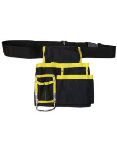 Belt bag for carrying tools, 25x27 cm, yellow and black color