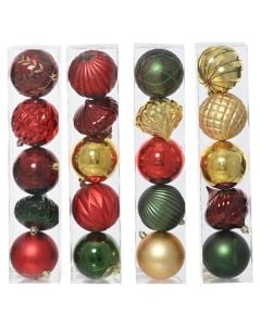 Decorative sphere (pk 5), plastic, color red, gold, green, D8 cm