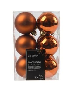 Decorative spheres (pk 12), plastic, bronze color, D 6 cm