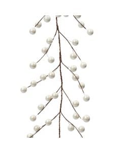 Decorative branches with Christmas motifs, Berry, plastic + metal, pearl color, L2 x W13 x H130 cm