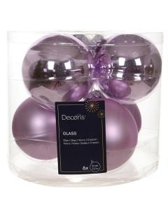 Decorative sphere (pk 6), glass, purple color, D 8 cm