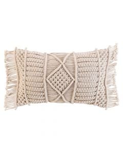 Macralina decorative pillow, cotton, cream, 30x50 cm