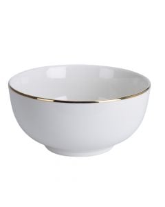 Bowl, porcelain, white color with gold contour, D14 cm, 480 ml