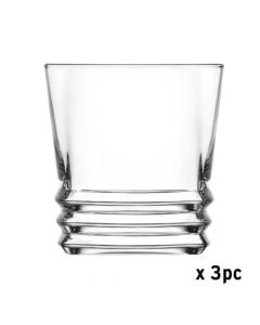 Gotë whisky Elegan (PK3), qelq, transparente, 315 cc, Dia. 8.4 x H 8.7 cm