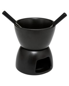 Cheese Melter (Fondue), ceramic, black, Dia. 12  x  H. 15 cm