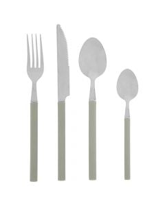 Serving set spoons and forks (PK 24), stainless steel, green, 16.5 x 27.5 x  H. 6.5 cm