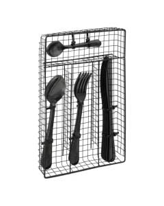 Serving set spoons and forks (PK 24), stainless steel, black, 19.5 x 4.3 x  H. 30 cm