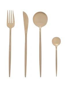 Serving set spoons and forks (PK 24), stainless steel, gold, 4.9 x 22 x  H. 0.75 cm