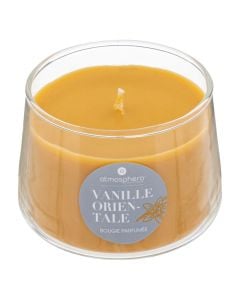 Scented candle with glass holder, aroma vanilla, mustard color, 110 gr