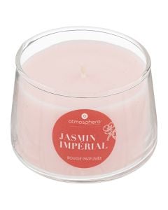 Scented candle with glass holder, jasmine flower scent, pink color, 130 gr