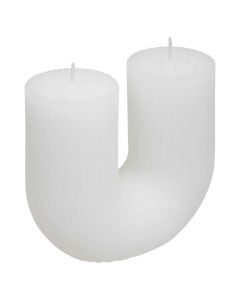 Decorative candle, paraffin, U-shaped, white color, L11xP5.1xH12 cm