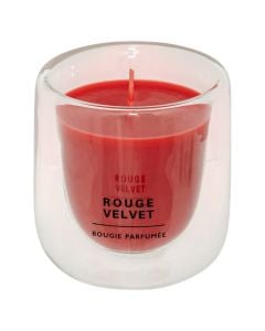 Scented candle with glass holder, forest fruit scent, red color, 130 gr