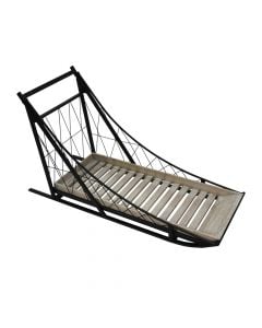 Decorative sleigh, metal, black with cream, medium