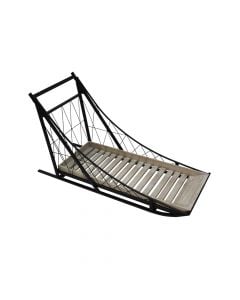 Decorative sleigh, metal, black with cream, smal