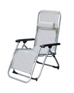 Foldable Sun bed chair, aluminium/textilene, grey, 62x142xH120 cm