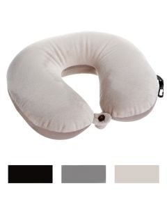 Travel pillow, beige, polyester-elastane, 10x30x28 cm, 1 piece