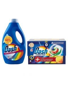 Laundry detergent, Dash, liquid+capsule, 21+19 washes, color