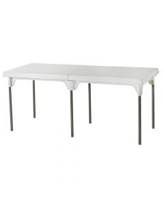 Tavoline e paloshme, kembe alumini, e bardhe, 180x75x73 cm, polipropilen, 1 cope