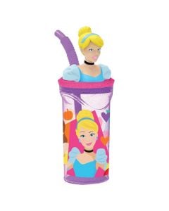 Drinking glasses for children, 3D Princess, plastic, 360 ml, mixed, 1 piece