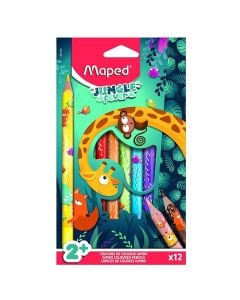 Lapsa me ngjyra, Maped, Jungle, Jumbo, 12 ngjyra, 1 pako