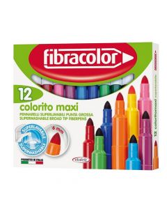 Bojera uji, Fibracolor, Maxi, 12 ngjyra, 1 pako