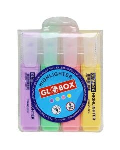 Highlighter, Globox, pastel, 4 pieces, 1 pack