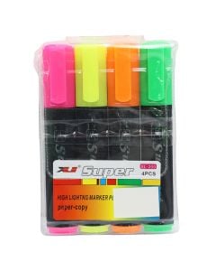 Highlighter, Super, 4 colors, 1 pack